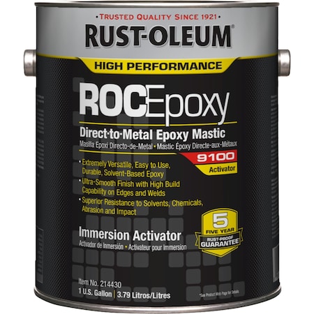 Rust-Oleum Immersion Epoxy Coating Activator, Clear, Gloss, 1 gal, 100 to 175 sq. ft./gal, 9100 Series 214430