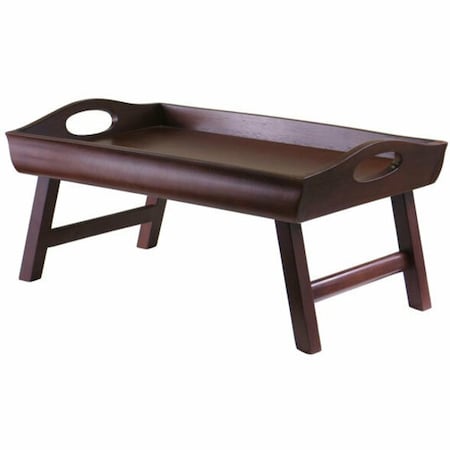 Winsome 94725 Sedona Bed Tray Curved Side Foldable Legs Large Handle- Antique Walnut 94725