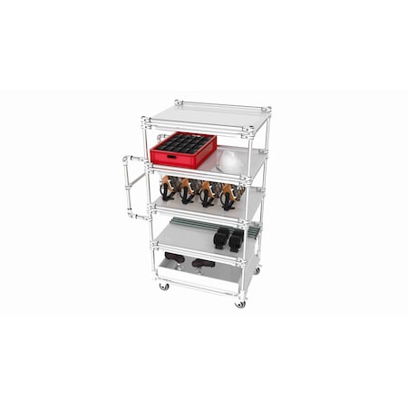 Trilogiq 5-Level Cart 2 Flanges Per Level With Compartment Level And Vertical Handlebars. 49C-12