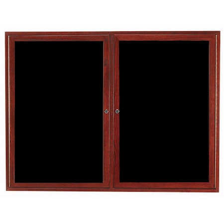 Aarco Enclosed Changeable Letter Board w/ Cherry Stained Red Oak Frame, 36''Hx48''W Two Door Unit CDC3648