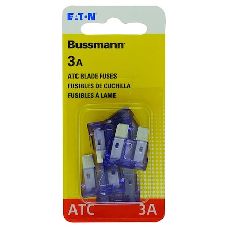 Eaton Bussmann Bussmann 3 amps ATC Purple Blade Fuse 5PK BP/ATC-3-RP