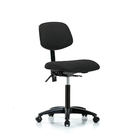 Blue Ridge Ergonomics Chair, Fabric, Med Bench, Casters, Blk, No Arms, 22" to 29" Height, Black BR-FMBCH-RG-T0-A0-NF-RC-F42