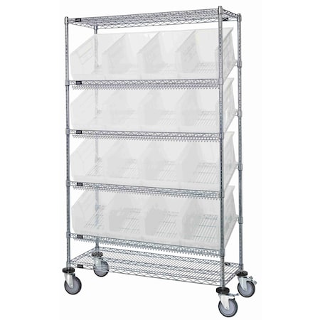 Quantum Storage Systems WIRE UNIT SLANTED SHELVES W/16 BINS CLEAR WRCSL6-74-2448-953CL