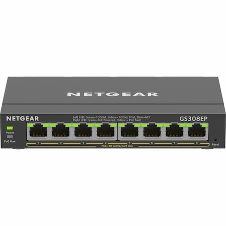 Netgear 8-PORT GIGABIT ETHERNET POE+ SMART MANAGED PLUS SWITCH GS308EP-100NAS