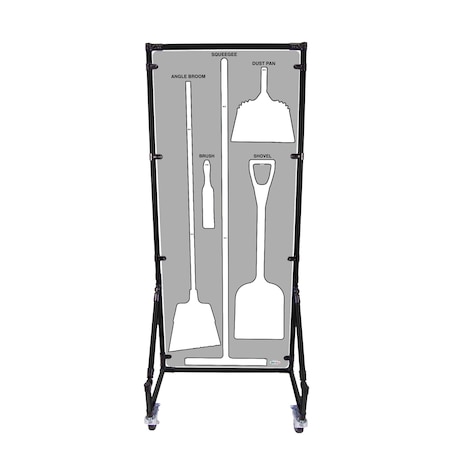 5S Supplies Housekeeping Shadow Board Broom Station V5, Gray / White Shadows, No Broom, No Text HSB-V5-GRAY/WHITE-BO-NO TEXT