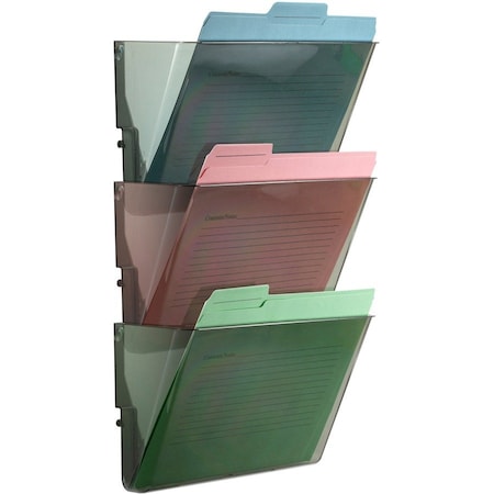 Oic Wall Mountable SpaceSaving Files, Smoke, 3PK OIC21421