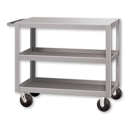 Pucel Heavy Duty Shop Truck, 36 in W x 24 in D x 33.5 in H, Three Shelves, Push Handle, Gray 2436-DT-3P