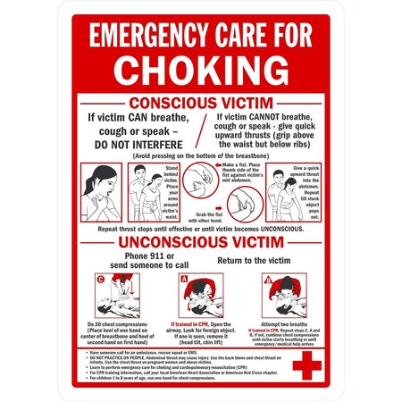 Lyle Emergency Care For Choking, Conscious Victim/ Unconsci, 5x7, Non-Reflective, White G-16893-ND_5x7