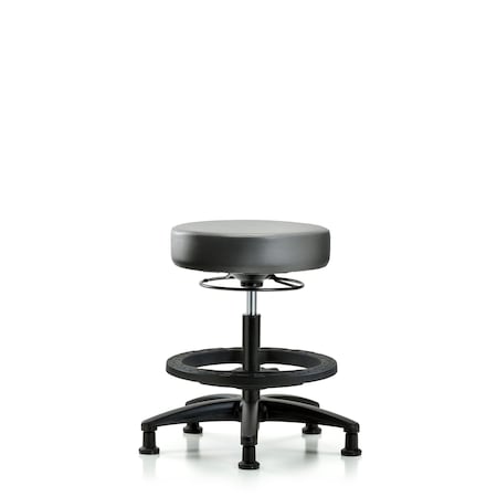 Blue Ridge Ergonomics Vinyl Stool, Med Bench, Foot Ring, Glides, Sterling BR-VMBSO-RG-BF-RG-8840