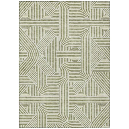 Homeroots 9' X 12' Artichoke Green And Ivory Abstract Washable Indoor Outdoor Area Rug 594897