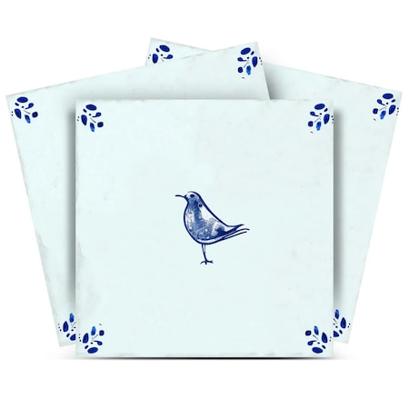Homeroots 7" x 7" Blue Vinyl Arabesque Peel And Stick Removable Tiles 606464