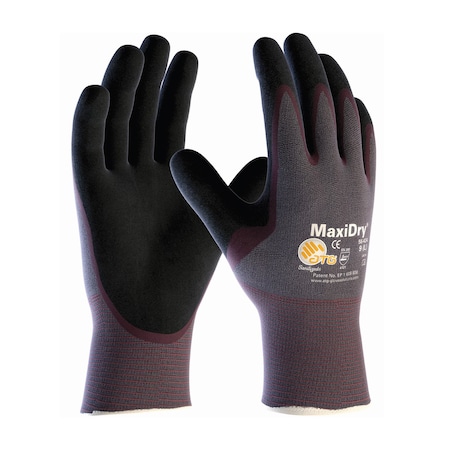 Atg Lightweight Nitrile Glove w/Seamless Knit Nylon Liner and Non-Slip MicroFoam Grip on Palm & F, 12PK 9877