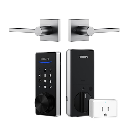 Philips Bluetooth Touchscreen Smart Deadbolt with Wi-Fi Bridge with Lever DDL24015HBGCLS
