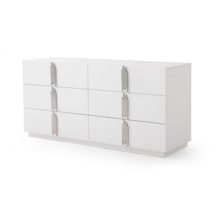 Homeroots 64" White Solid and Manufactured Wood Six Drawer Double Dresser 490824