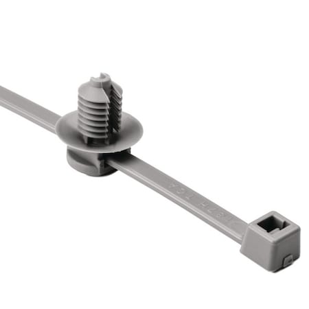 Hellerman Tyton 2-Piece Cable Tie w/Fir Tree Mount, 8.0" Long, 0.26 - 0.28", Mounting Hole Diameter, PA46, Gray, 500PK 150-31098