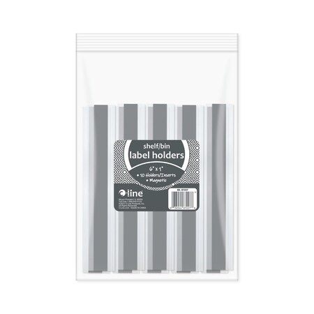 C-Line Products 1" x 6" Magnetic Shelf/Bin Label Holders, 10/BX 87227