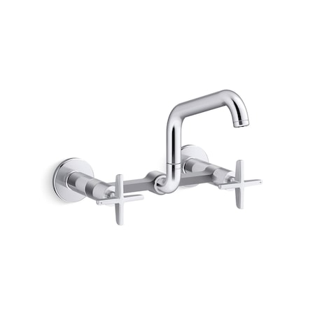 Kohler Billet Two-hole wall-mount bridge kitchen sink faucet 28666-3-CP