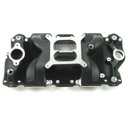 Bous Performance Intake Manifold for 1957-1995 Chevy SBC 350 Eliminator, Black E42406BK