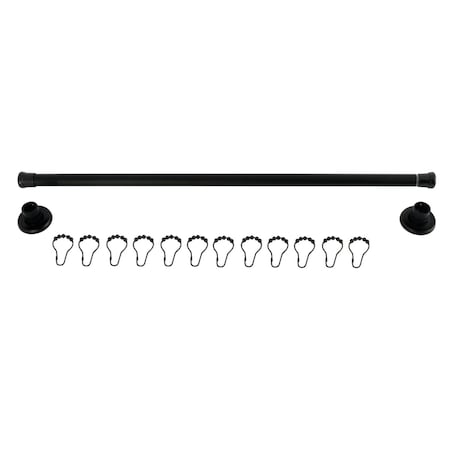 Kingston Brass 36"-60" Stainless Steel Adjustable Shower Curtain Rod with Rings, Matte Black KSR360