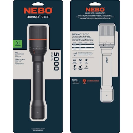 Nebo DaVinci LED Rechargeable Flashlight with Power Bank NEB-FLT-0022