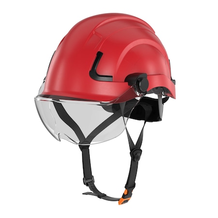 Defender Safety H2-EH Safety Helmet w/ Clear Visor - Type 2 Class E, ANSI Z89 and EN12492 rated, Red H2-EH-04V