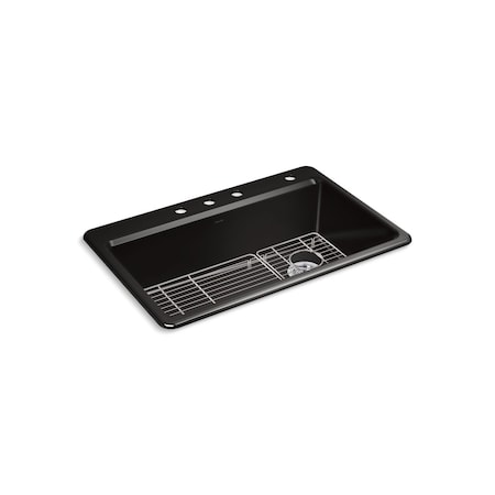 Kohler Riverby 33 top-mount single-bowl kitchen sink in Black Black 5871-4A1-7
