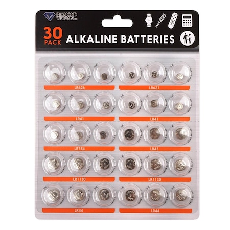 Diamond Visions Battery Solutions Alkaline Assorted 3 V Button Cell Battery 30 pk 2222417