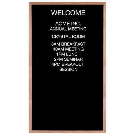 Aarco Open Faced Oak Framed Letter Board Message Center, 60''Hx36''W AOFD6036