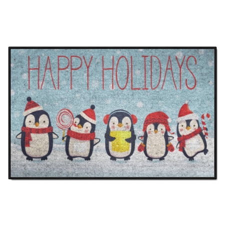 Fanmats 30 in. W X 20 in. L Multi-Color Happy Penguins Nylon Door Mat 46608