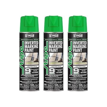Seymour Midwest Stripe 9-Series Inverted Ground Marking Paint, Fluorescent Green net 17oz., 3PK 20968-3
