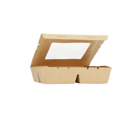 Verterra 9x9x2 Window PaperBoard 4 Compartment Bento Box, 100PK VT-PBW-9X9-4C