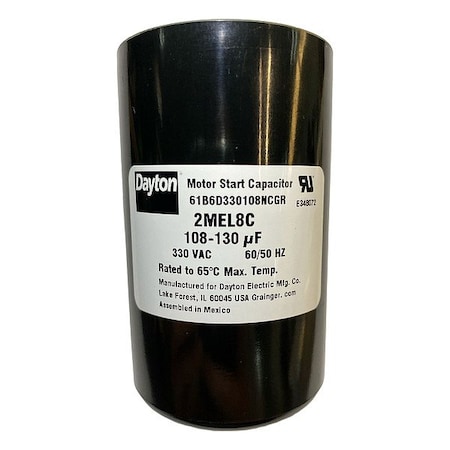 Dayton Motor Start Capacitor, Round 2MEL8
