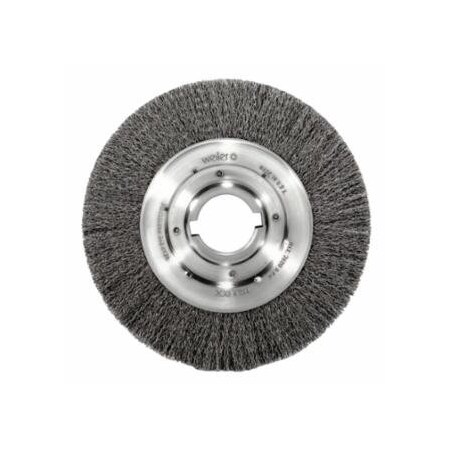 Weiler Medium-Face Crimped Wire Wheel, 10 in dia x 1-1/8 in W Face, 0.0118 in Stainless Steel Wire, 804-06530