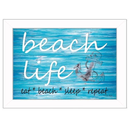 Homeroots Beach Life 2 White Picture Frame Print Wall Art 415314