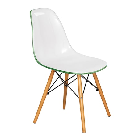 Leisuremod Dover Plastic Dining Chair with Beech Wood Eiffel Legs EP19WG
