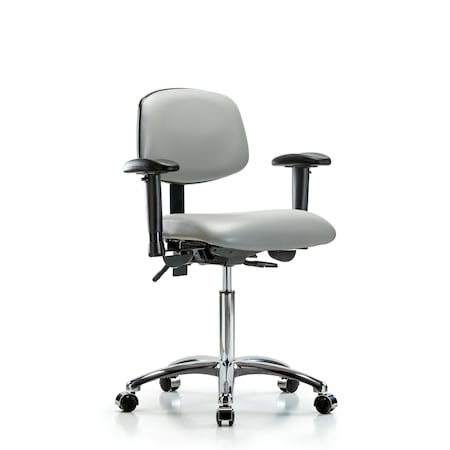 Blue Ridge Ergonomics Chair, Vin, Med Bench, Chr Tilt AA Cast, Dov, 6-Way Adjustable, 22" to 29" Height, Dove BR-VMBCH-CR-T1-A1-NF-CC-8567