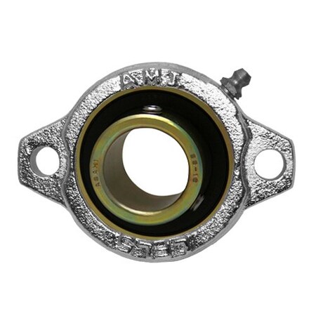 Ami Bearings SINGLE ROW BALL BEARING - 1in ZINC NARROW SET SCREW NICKEL 2-BOLT FLANGE BLFL5-16NPMZ2