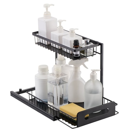Vevor 2-Tier Wire Pull Out Cabinet Under Sink Organizer 10.7"x14.2" Drawer Basket LX-P9357