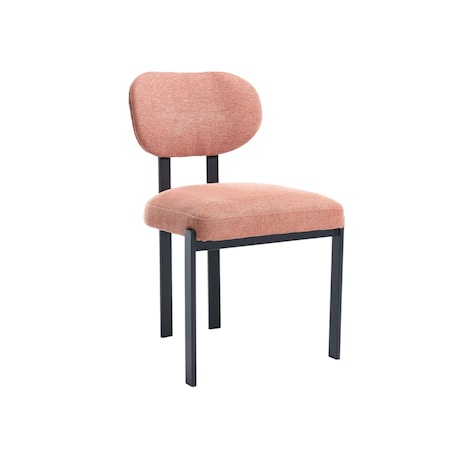 Homeroots Set of Two Salmon and Black Chenille And Metal Partially Open Back Dining Side Chairs, 2PK 694690