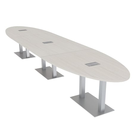 Skutchi Designs Oval Conference Table With Power, 48 in W, 216 in L, Ivory HAR-OVL-48X216-DOU-K458-ESIL