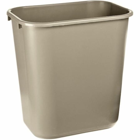 Rubbermaid Commercial Rectangular Wastebasket, 7 gal, LLDPE, Open Top, Plastic, Beige FG295600BEIG