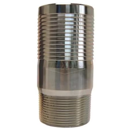 Dixon Jump Size King Combination Nipple, 4 x 3 in x 7-5/8 in L NPT x Hose Shank, Carbon Steel, Zinc Plate STC3540