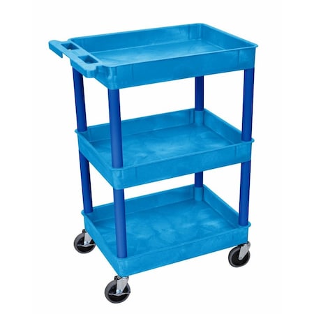 Luxor Compact Utility Tub Cart, Three Shelf Unit, 18 x 24 x 39.25 Inches, Blue 162703