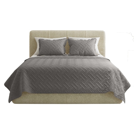 Lavish Home 3-Piece Queen Quilt Set Bedspread & 2 Pillow Shams with Embossed Diamond Pattern Lightweight Set 66-001-QGY