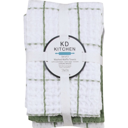 Kay Dee Designs Green Tea Waffle Kitchen Towel, 3PK R6904
