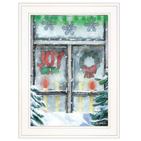 Homeroots Christmas Joy 1 White Framed Print Wall Art 406272