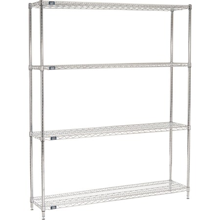 Global Industrial Nexel 4 Shelf, Chrome Wire Shelving Unit, Starter, 60"W x 12"D x 86"H B3149701