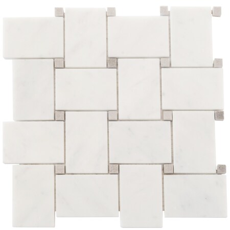 Apollo Tile 11x11 Bianco Carrara, Eastern Beige Marble Polished Floor and Wall Mosaic Tile 4.2 sqft/case, 5PK APLKB88B06A