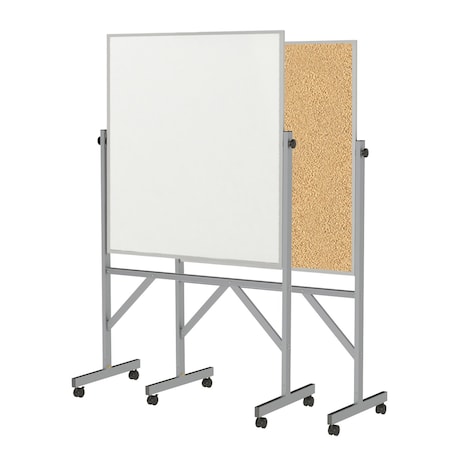 Ghent Reversible Whiteboard / Cork Bulletin Board, Aluminum Frame, 4'H x 3'W ARMK43