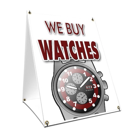 Signmission We Buy Watches, 36 Inch x 24 Inch A-frame Yard Sign, Plastic Sign SBC-2436-We Buy Watches
